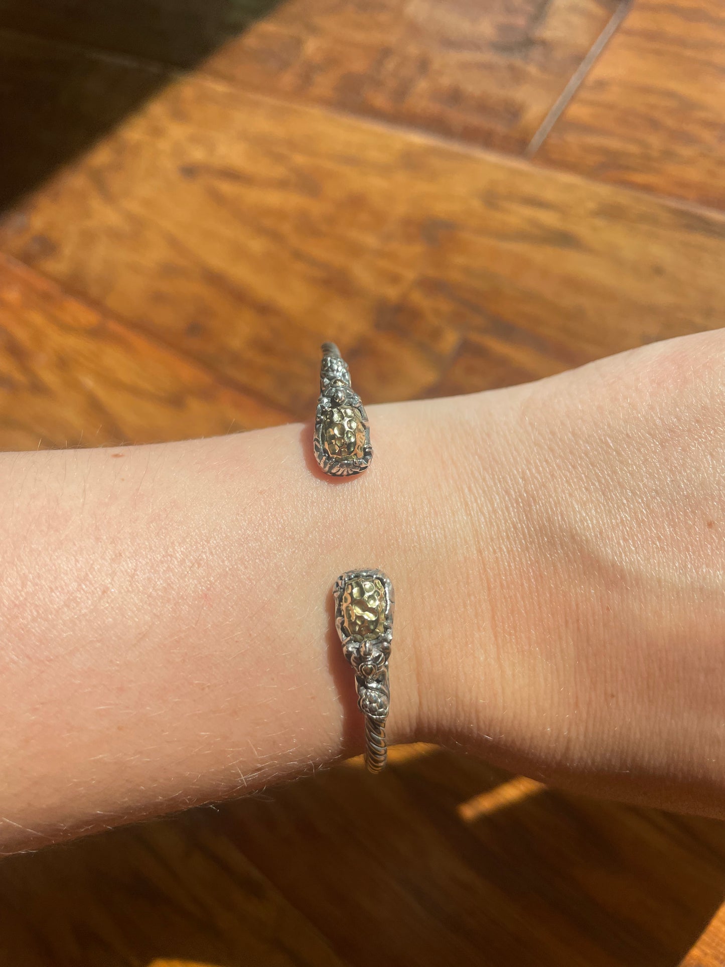 Gold and Sterling Silver Ocean Cuff