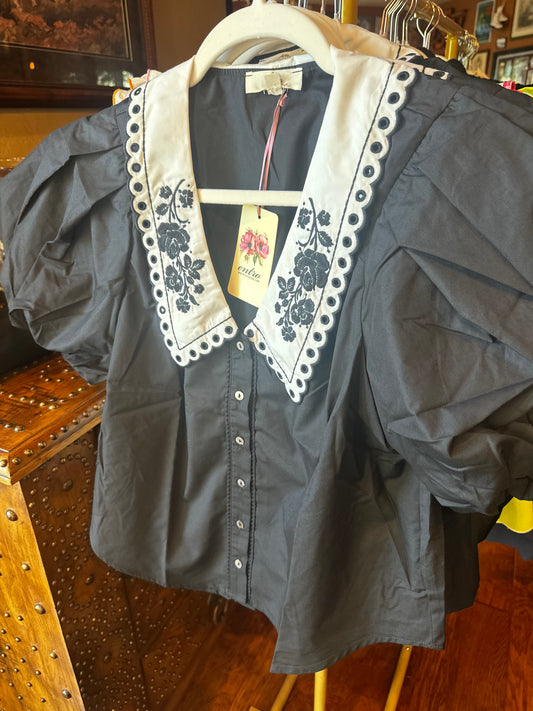 Black and White Collared Shirt