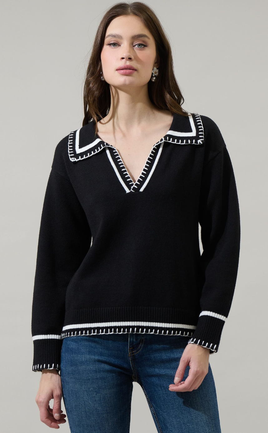 Black and White Stitch Sweater