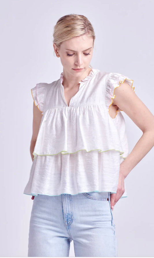 Colorblock Ruffle Top