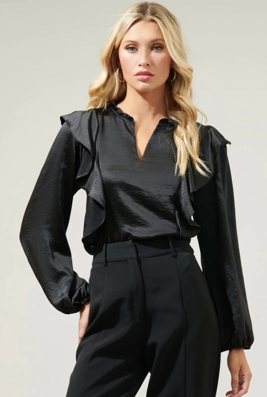 Satin Ruffle Top