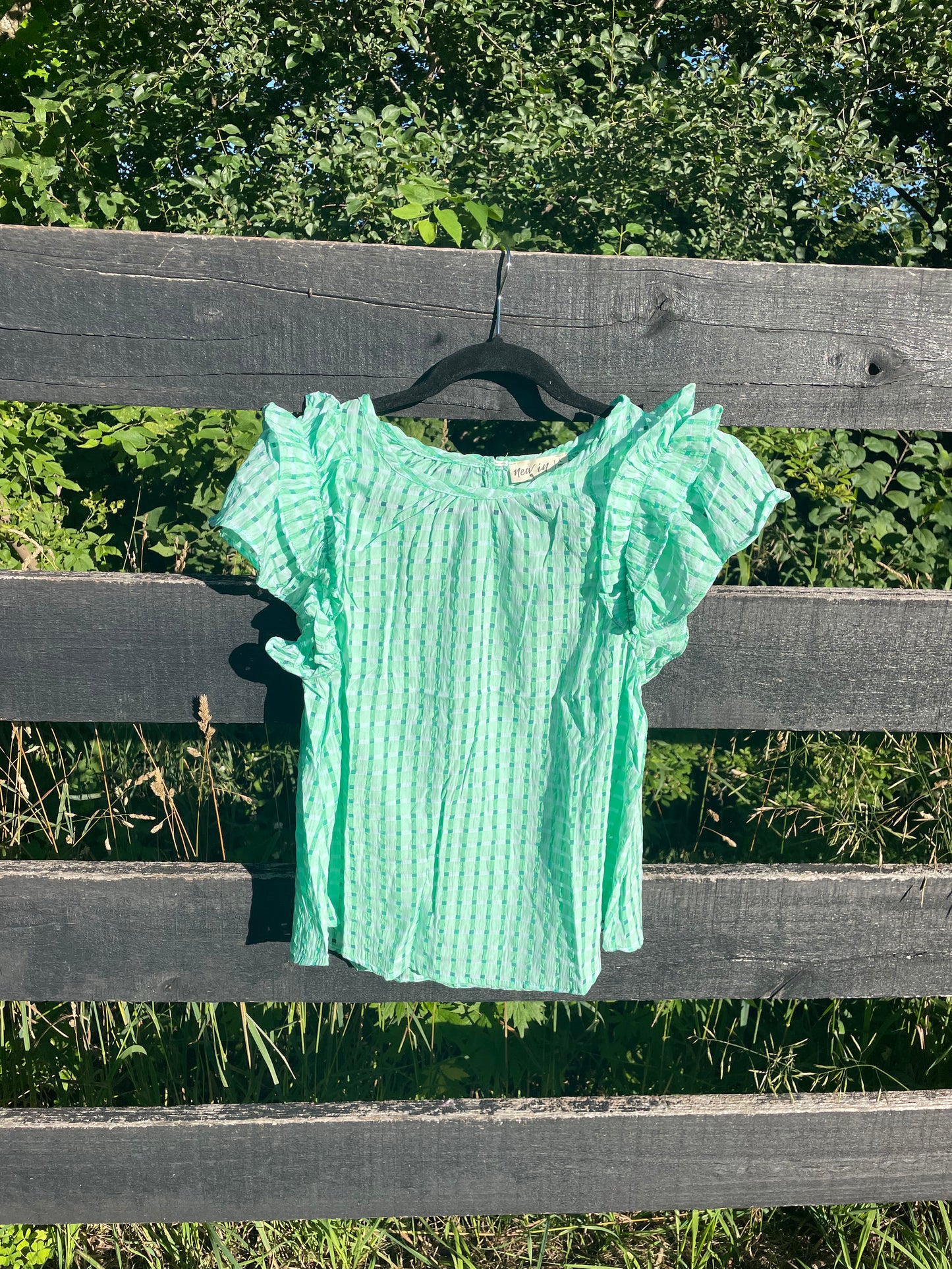 Teal Gingham Top
