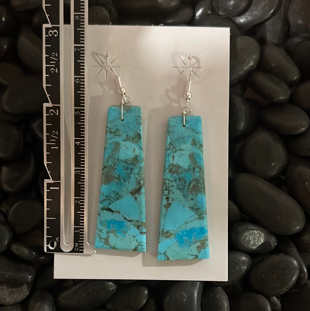 Large Turquoise Slab Earrings