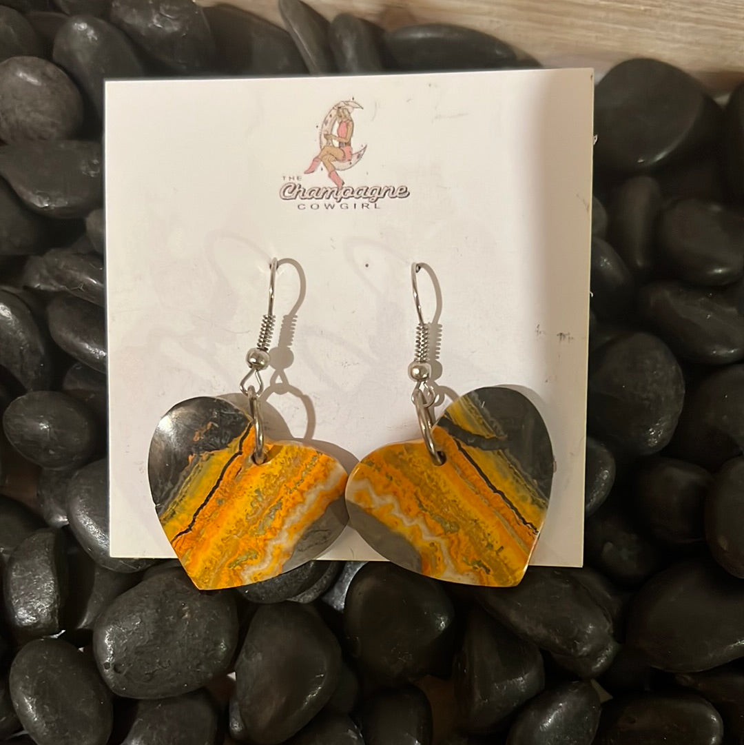 Heart Bumblebee Jasper Earrings