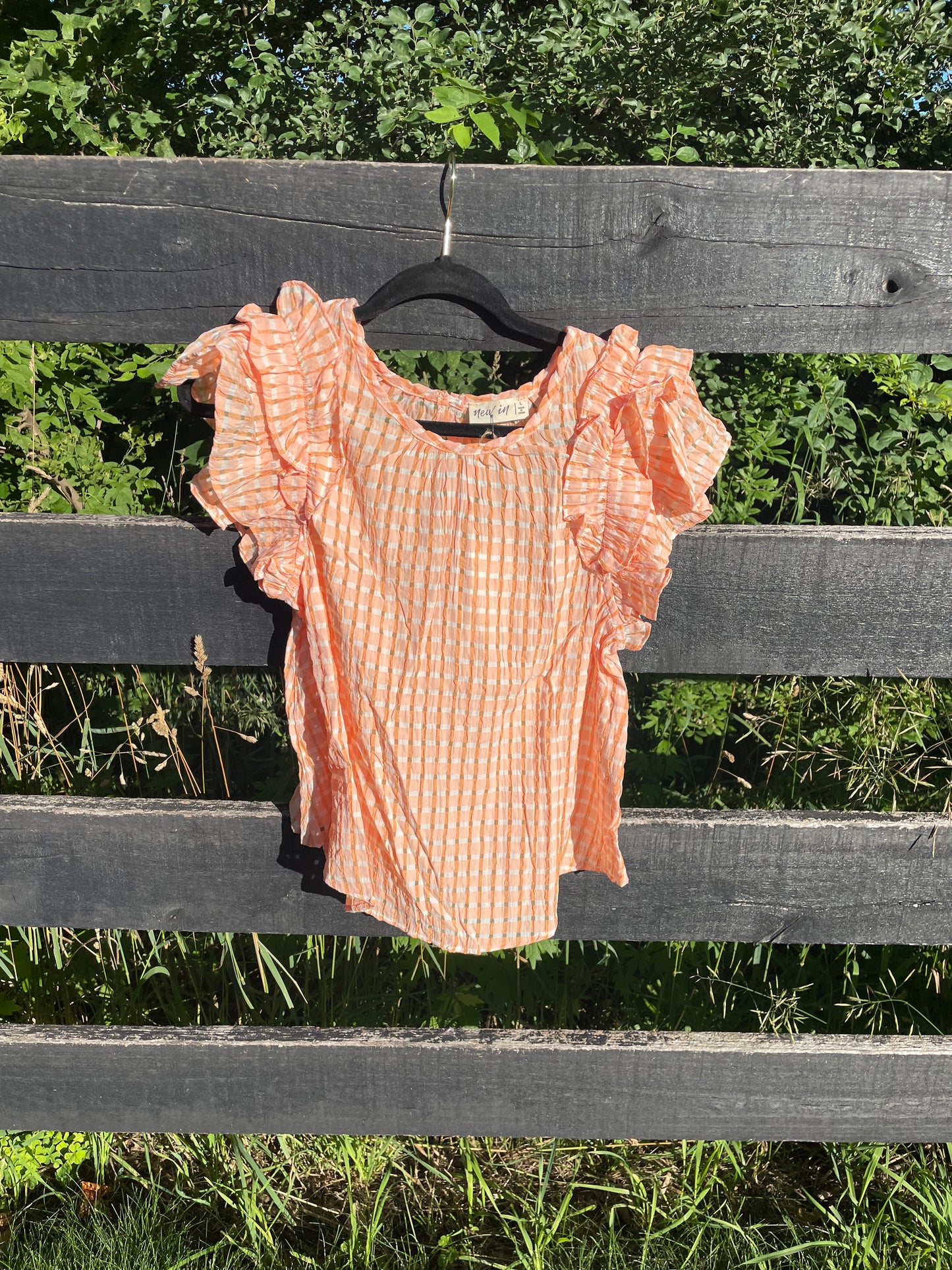 Orange Gingham Top