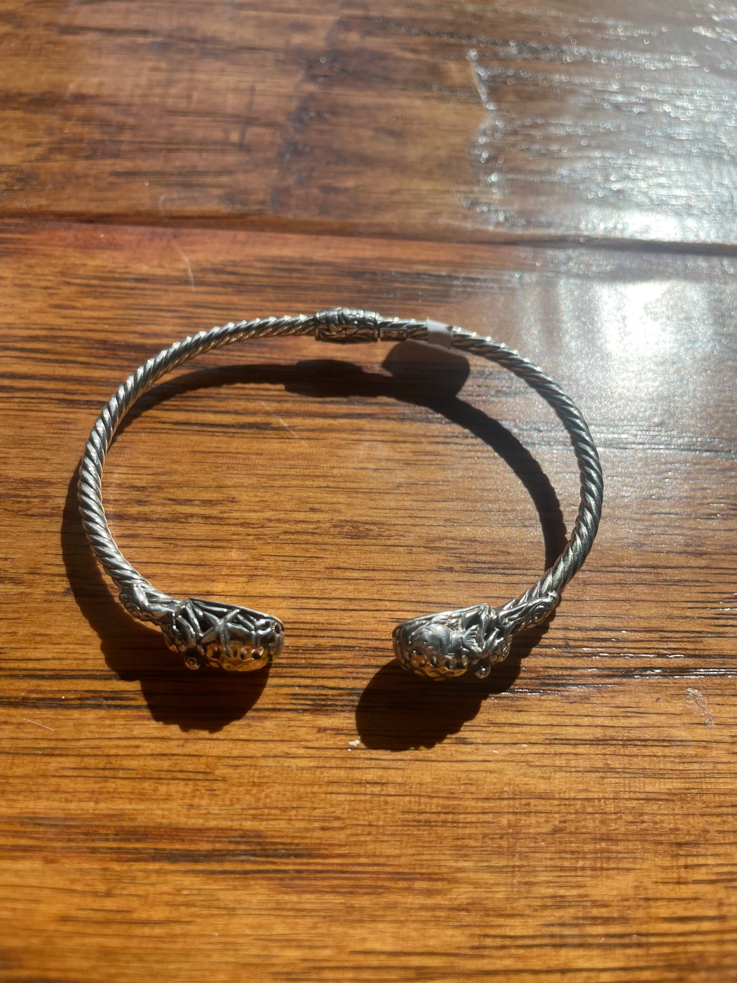 Gold and Sterling Silver Ocean Cuff