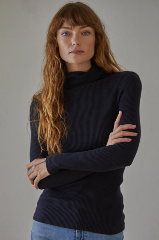 Ribbed Black Turtle Neck