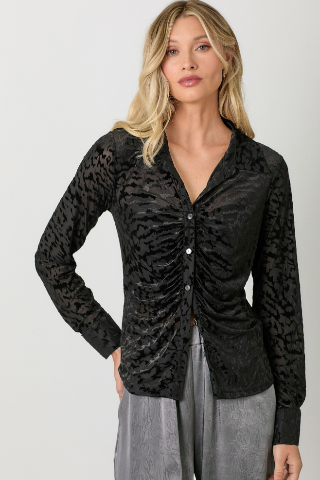 Velvet Cheetah Button Up