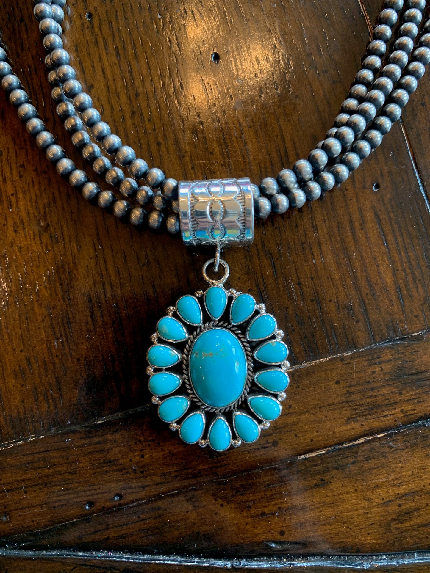 Authentic Zuni Flower Pendant
