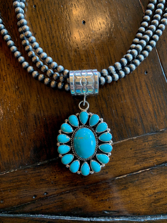 Authentic Zuni Flower Pendant