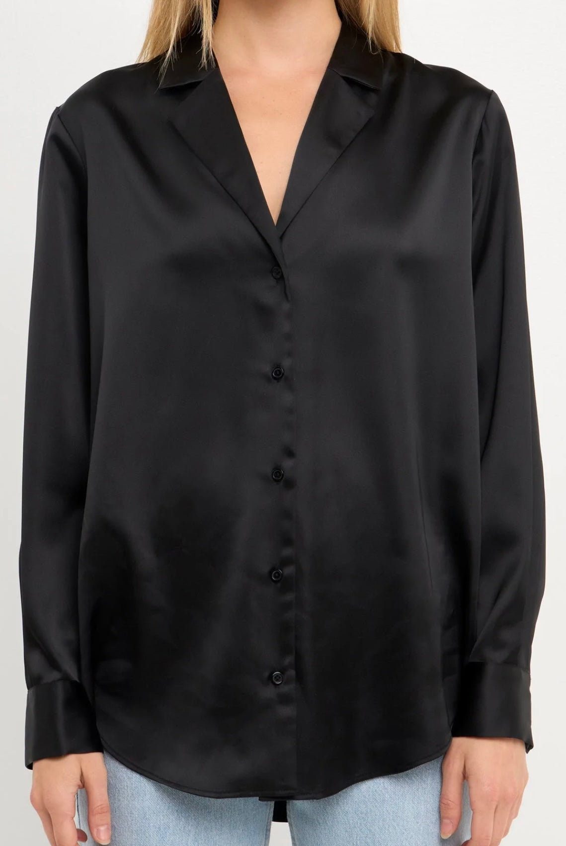 Silk Button Up Black