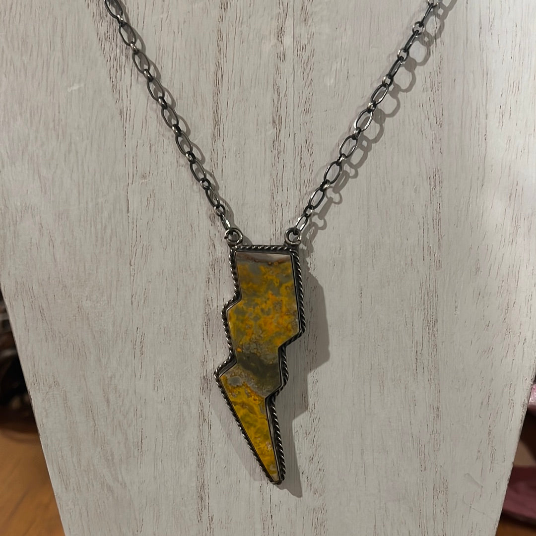 Bumblebee Jasper Lightning Bolt Necklace
