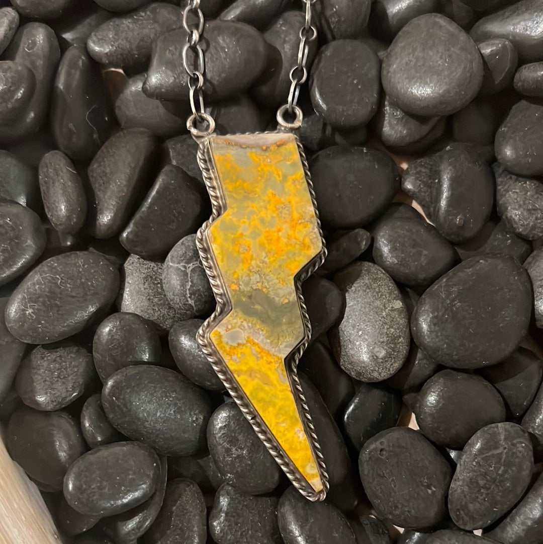 Bumblebee Jasper Lightning Bolt Necklace