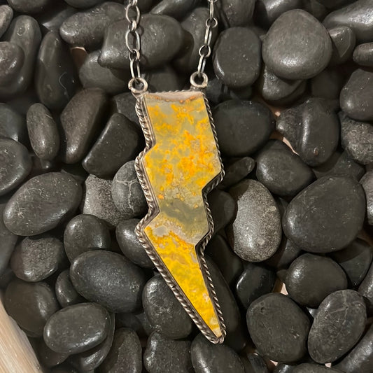 Bumblebee Jasper Lightning Bolt Necklace
