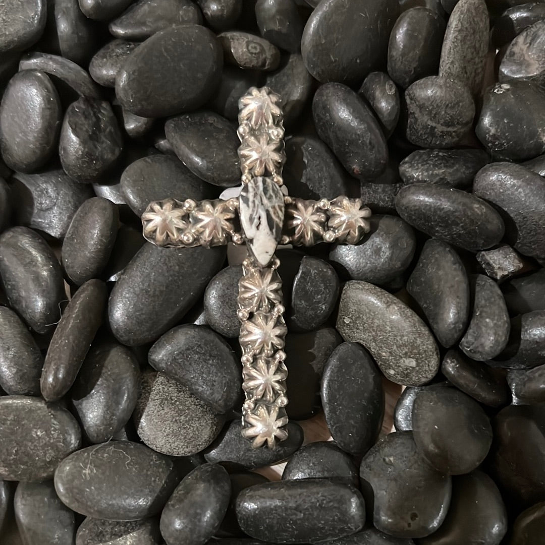 White Buffalo Cross Pendant