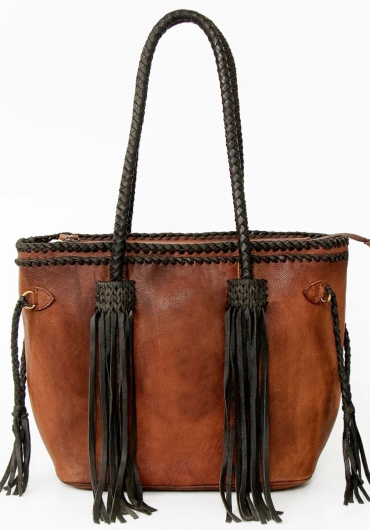 American Darling Leather Fringe Tote